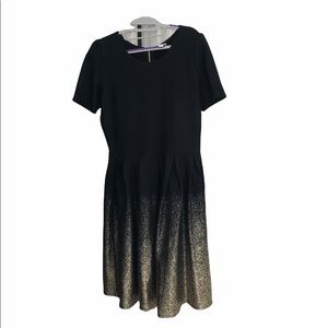 Lularoe Amelia Unicorn Black Gold Glitter XL